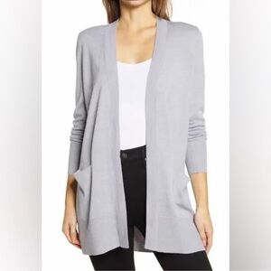 Nordstrom Wool Blend Open Front Cardigan Grey XL